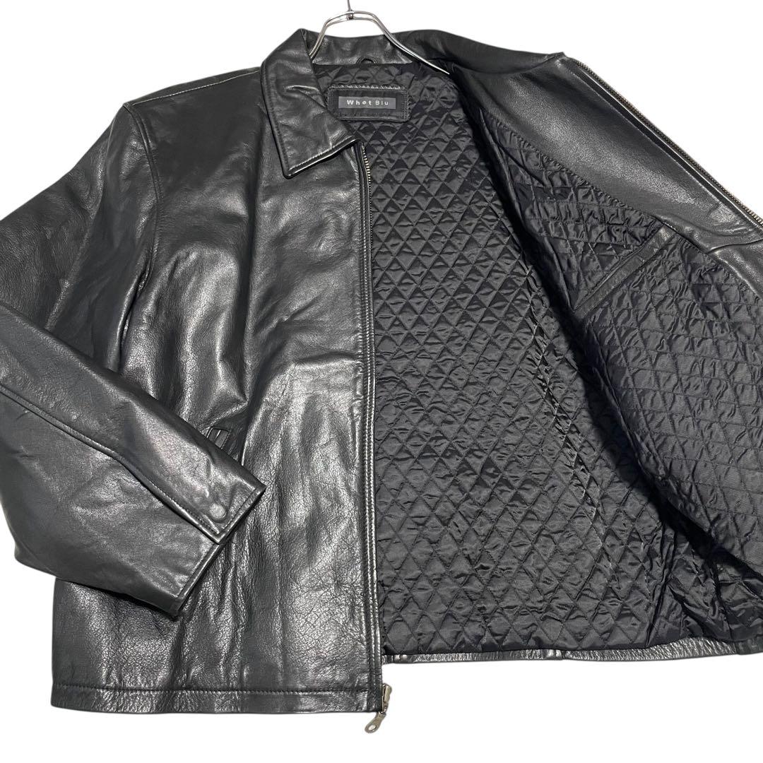 大きいサイズ【Whet Blu】リアルレザーシングルライダースジャケット 黒4L