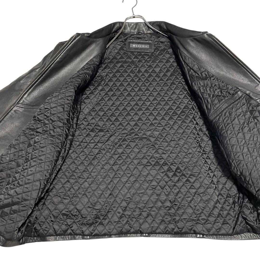 大きいサイズ【Whet Blu】リアルレザーシングルライダースジャケット 黒4L