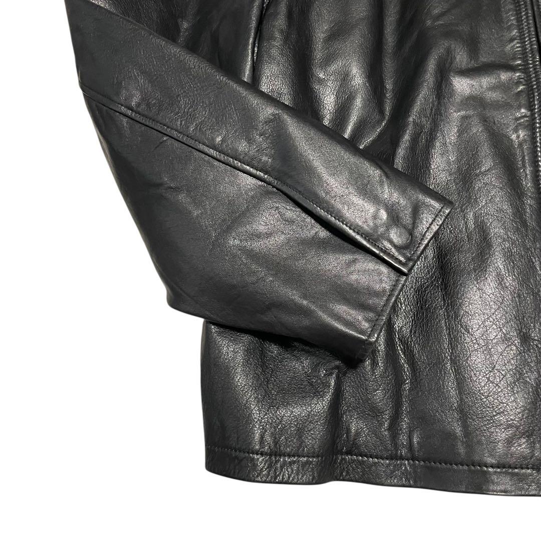 大きいサイズ【Whet Blu】リアルレザーシングルライダースジャケット 黒4L