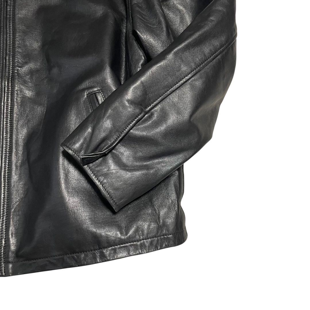 大きいサイズ【Whet Blu】リアルレザーシングルライダースジャケット 黒4L