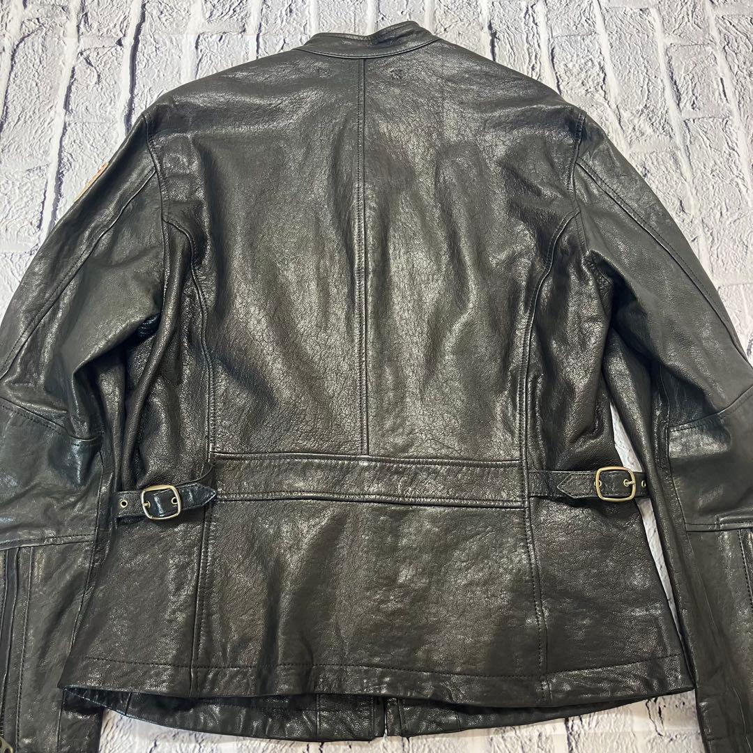 美品 AVIREX ライダース パッチカスタム ゴートレザージャケット 革ジャン