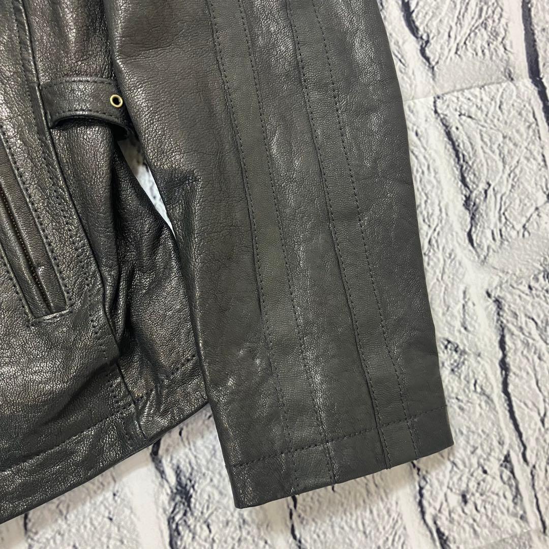 美品 AVIREX ライダース パッチカスタム ゴートレザージャケット 革ジャン