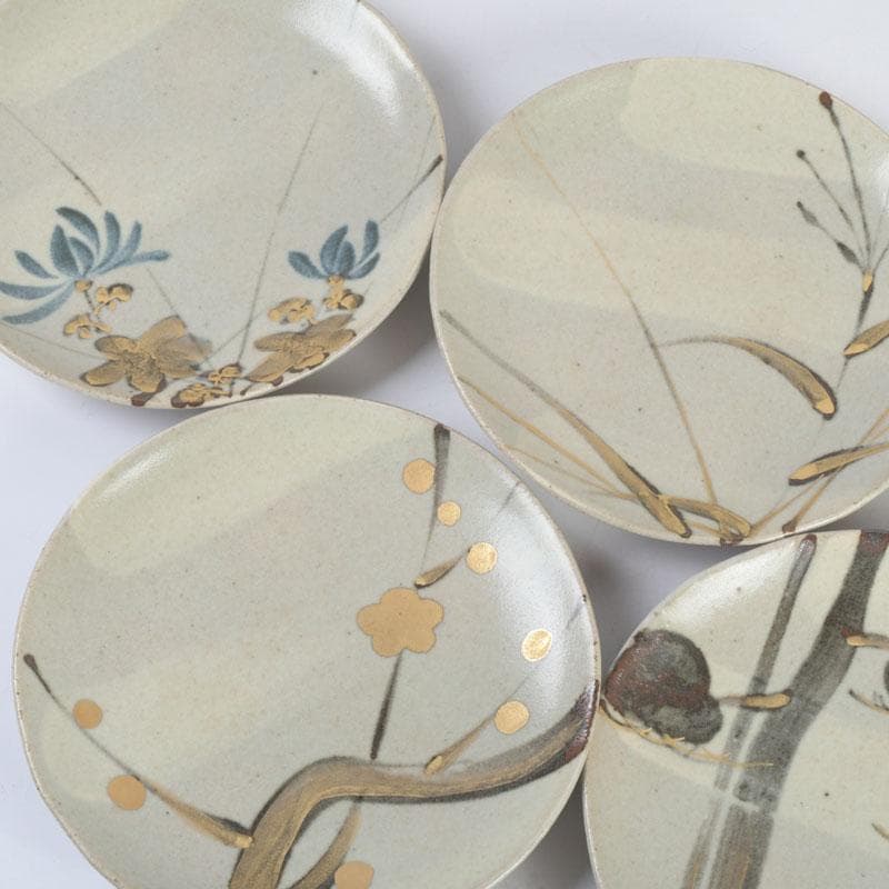 和食器　茶懐石　幸兵衛窯　絵変和皿　銘々皿　五客　共箱　N　9419