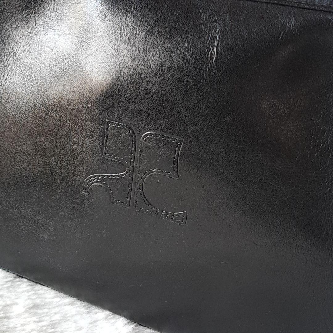 希少　クレージュ　レザー　ショルダーバッグ　BIGロゴ　型押し　ヴィンテージ