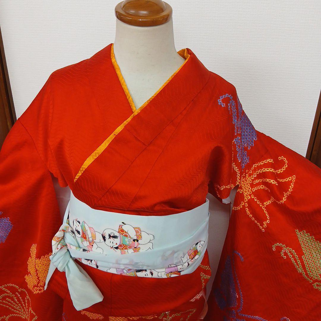 極上の逸品 正絹蝶々の絞り　七五三　七歳　ハーフ成人式　ほぼ未使用