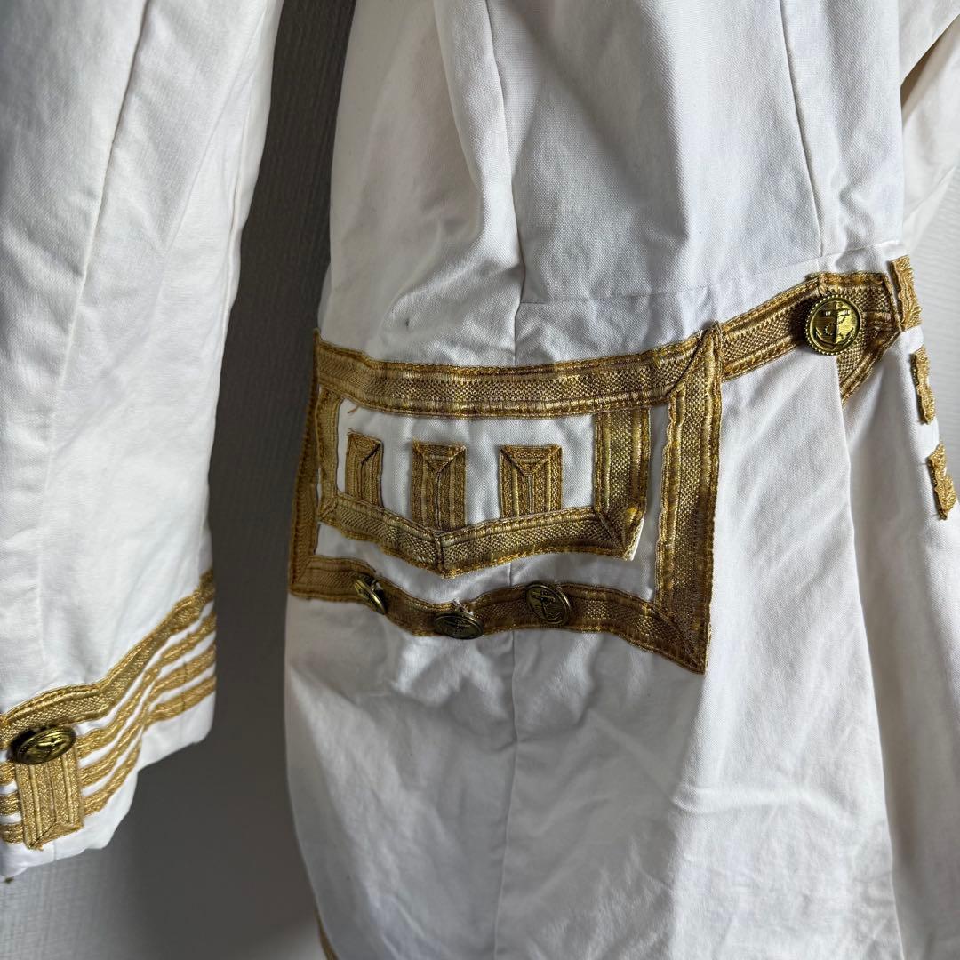 274 Denim&Supplyラルフローレン 白×金ブレード マーチングコート