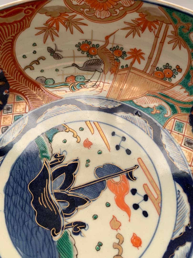 古伊万里　赤絵大三鉢　時代箱付き　送料込み