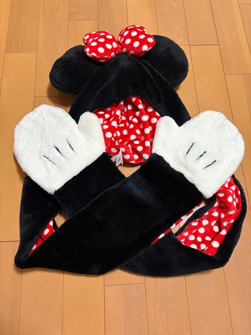 【美品】ディズニー ミニー ファンマフラー カチューシャ ファンキャップ　赤