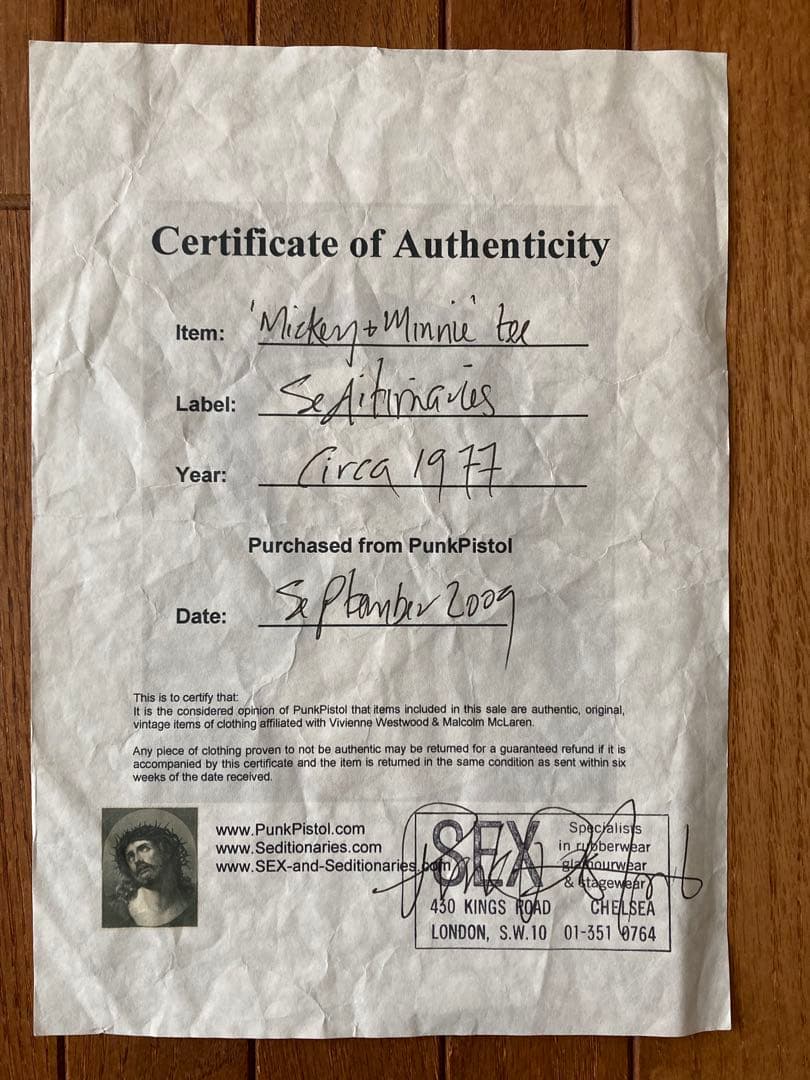 seditionaries ミッキー&ミニーTシャツ 両面プリント 鑑定書付