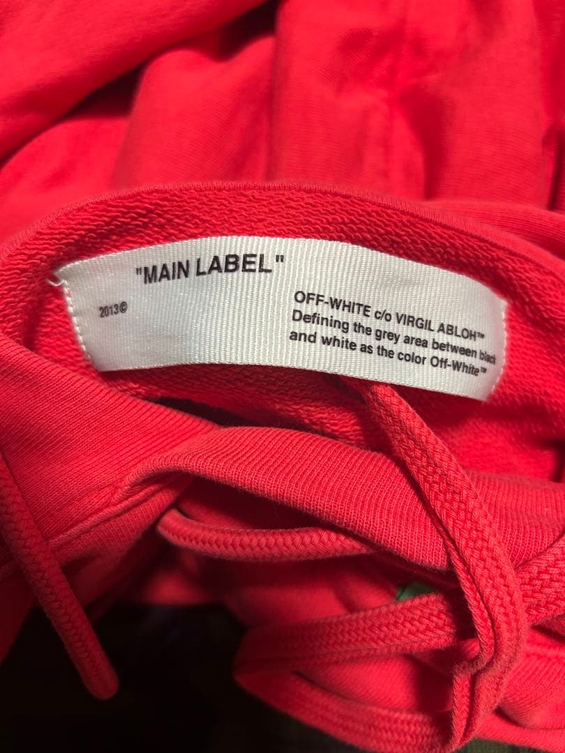 OFF-WHITE レッド パーカー Mサイズ