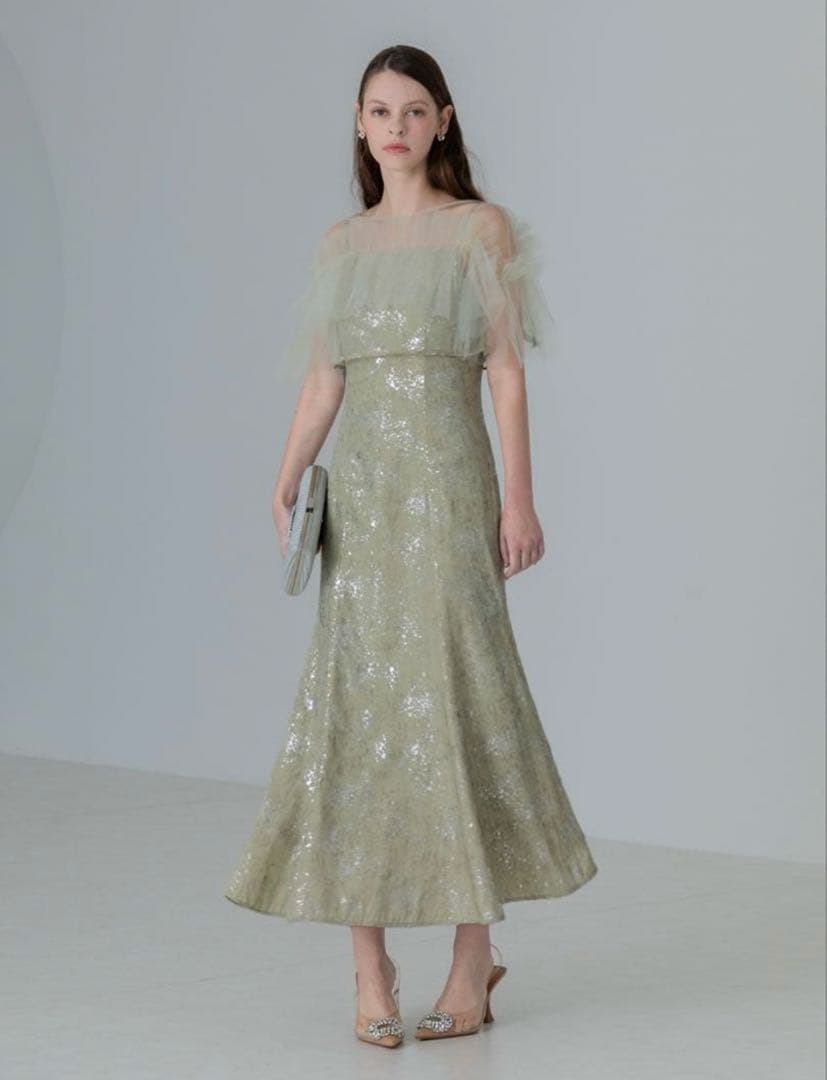 チュールフリルボレロペイントマーメイドワンピースドレス結婚式パーティー成人式