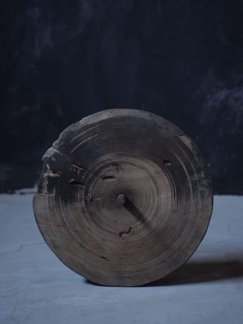 滑車　オブジェ　ケヤキ　民藝　アート　古家具　古道具　アンティーク　昭和レトロ