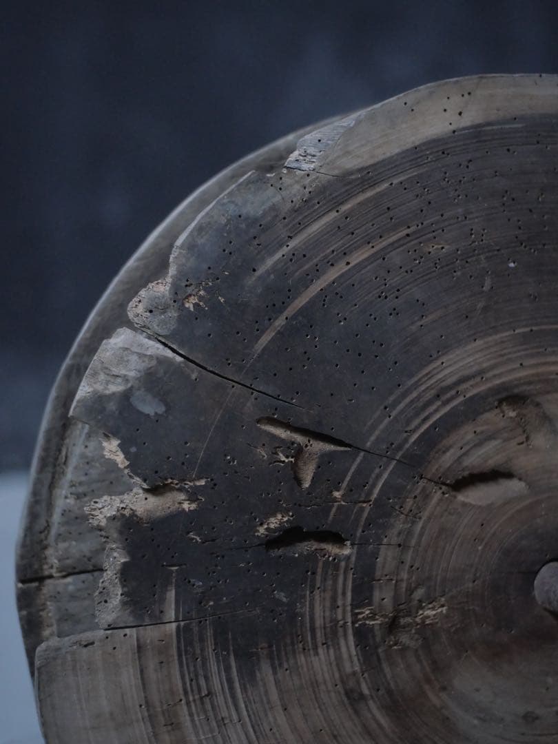 滑車　オブジェ　ケヤキ　民藝　アート　古家具　古道具　アンティーク　昭和レトロ