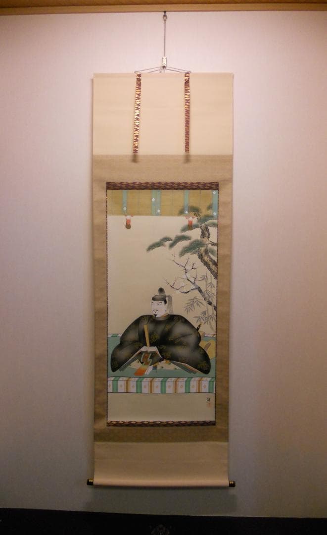 掛け軸 淳 天神様 菅原道真 絹本 希少 軸装 茶道具 掛軸 美品 です。