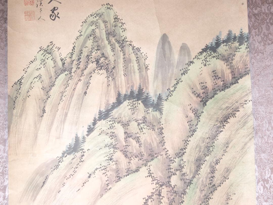 骨董市仕入れ品 周荃作　肉筆掛け軸　激安骨董品 AK1010A10-3