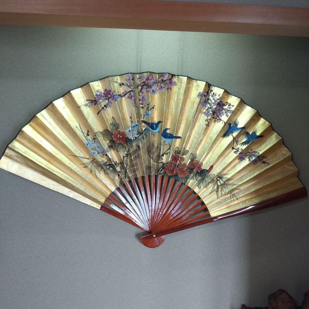 特大 扇 飾りディスプレイ 花鳥風月 お洒落 雑貨 希少