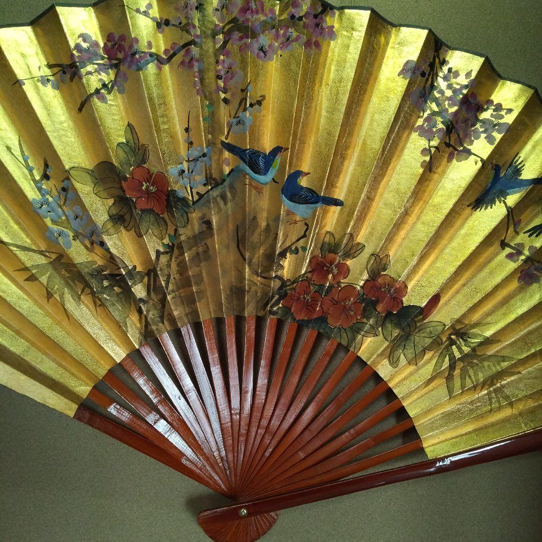 特大 扇 飾りディスプレイ 花鳥風月 お洒落 雑貨 希少