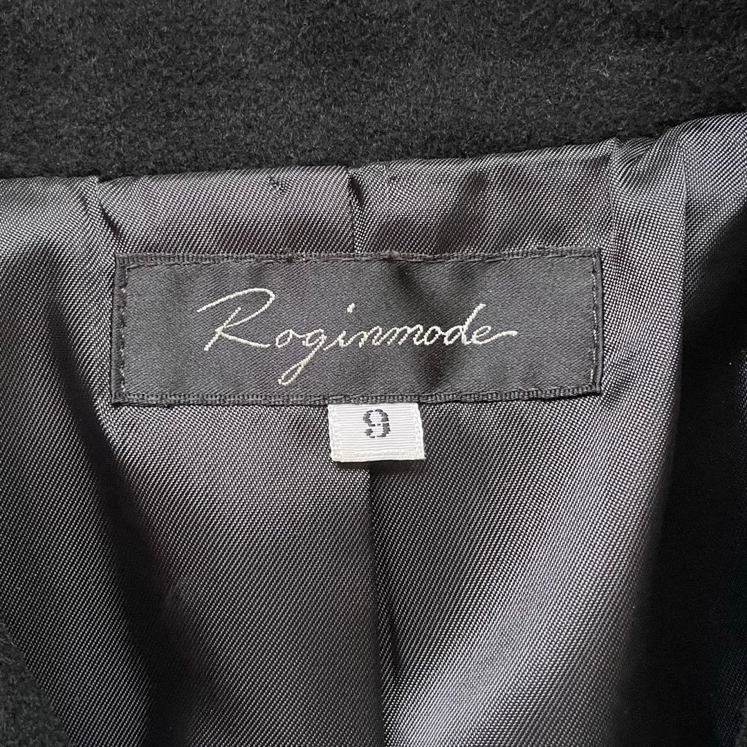 カシミヤ100％ ロングコート 黒 ダブル 前開き 9号 上品 シンプル