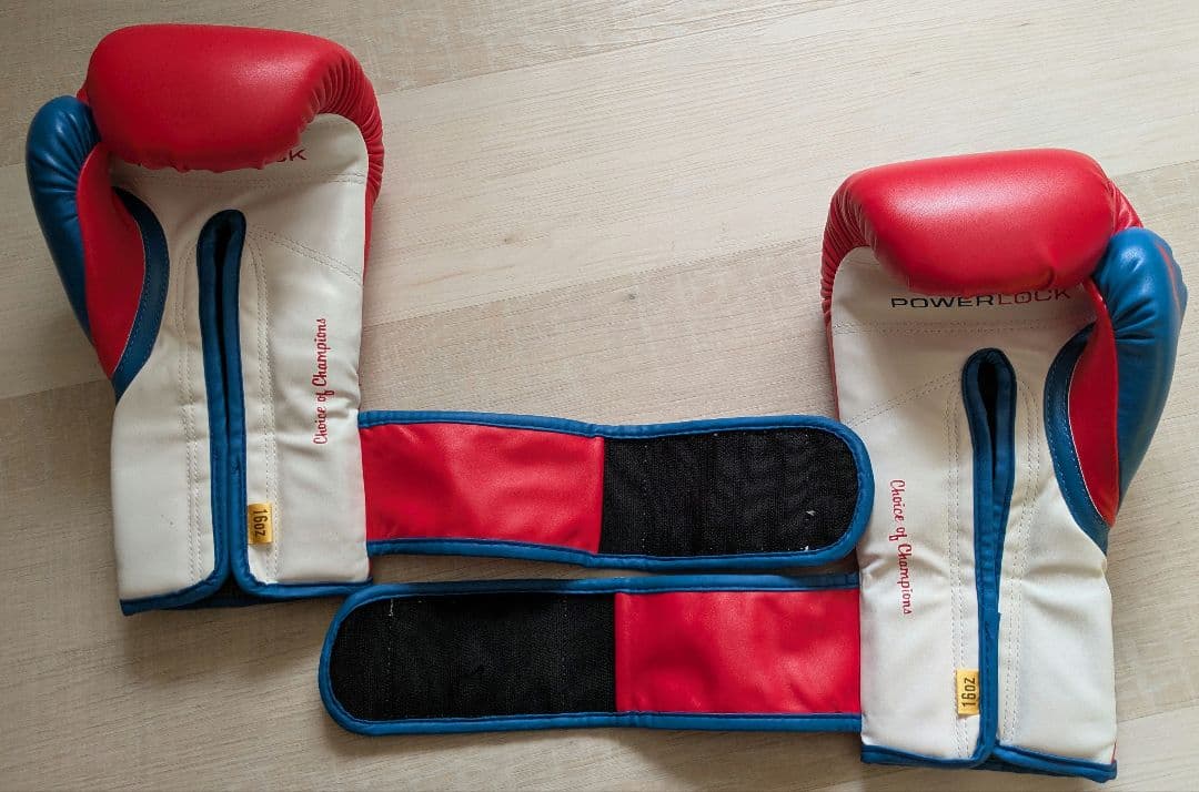 EVERLAST POWERLOCK ボクシンググローブ 赤/青16oz 極美品