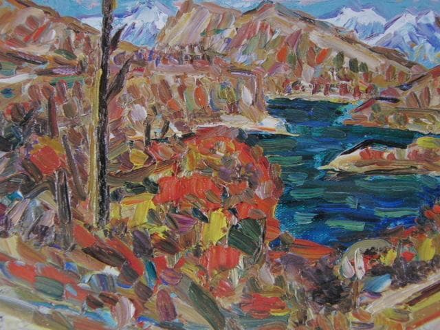 小林和作、「山湖の秋」、希少な額装用画集より、新品高級額装付、状態良好