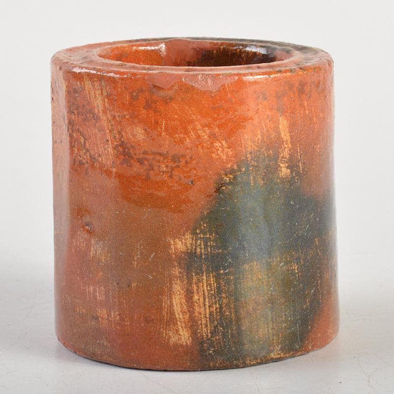 茶道具　楽吉左衛門　九代了入作　赤輪蓋置　裏千家十四代淡々斎極め箱　CR7434