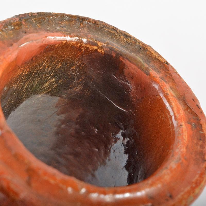 茶道具　楽吉左衛門　九代了入作　赤輪蓋置　裏千家十四代淡々斎極め箱　CR7434