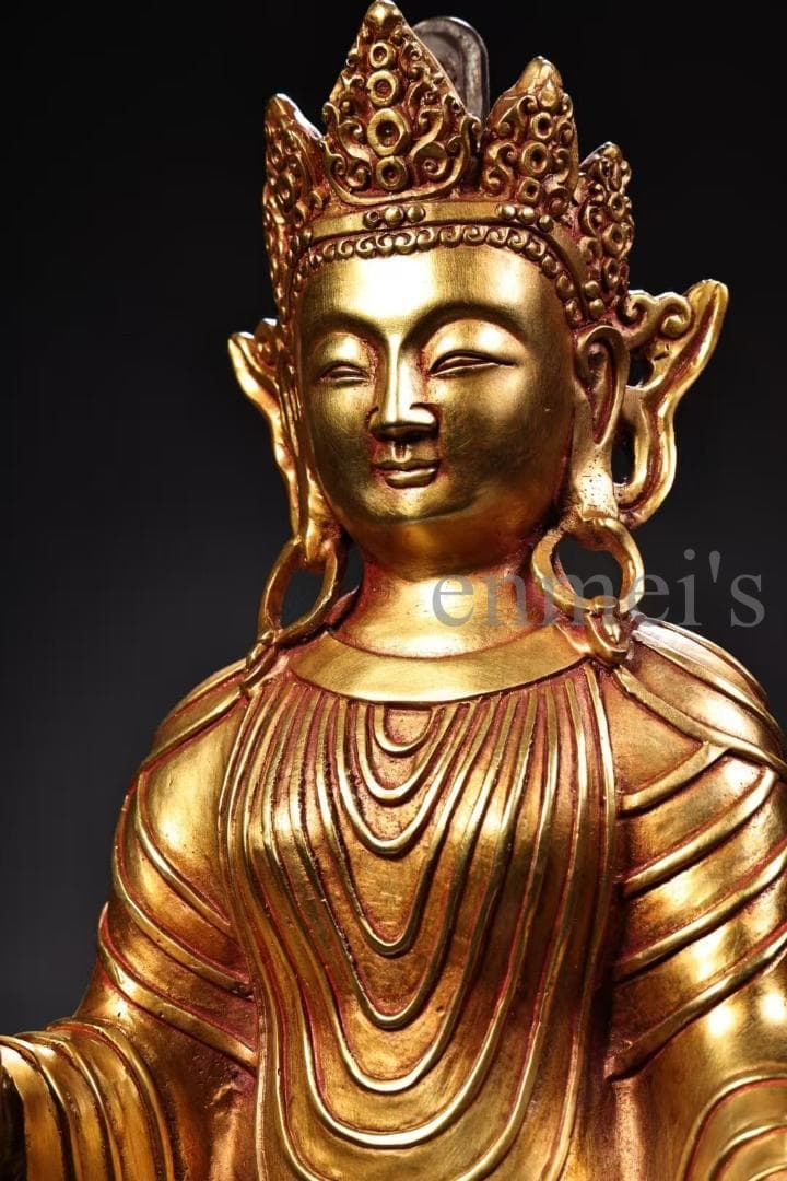 中国古美術・純銅製・鎏金仏像・北魏様式仏像／立像・仏教美術・高浮彫・風水置物