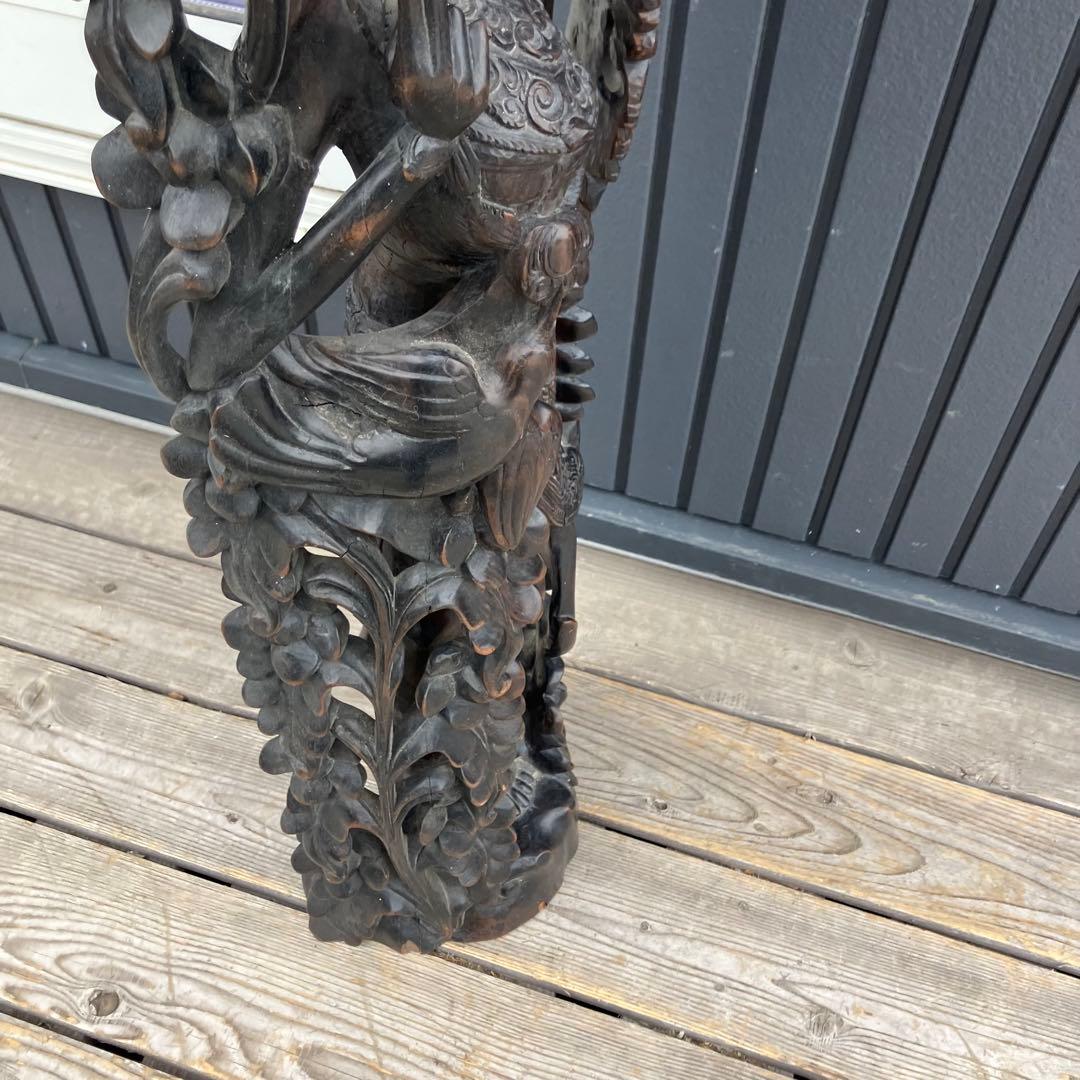 アジアンレトロ バリ 銘木一枚板 女性 女神像 民族 木彫り彫刻 オブジェ 飾り