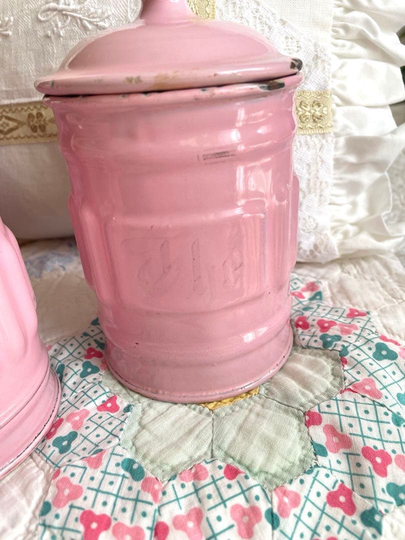 フランスアンティークキャニスター3個 2個蓋なしです·͜· ♡