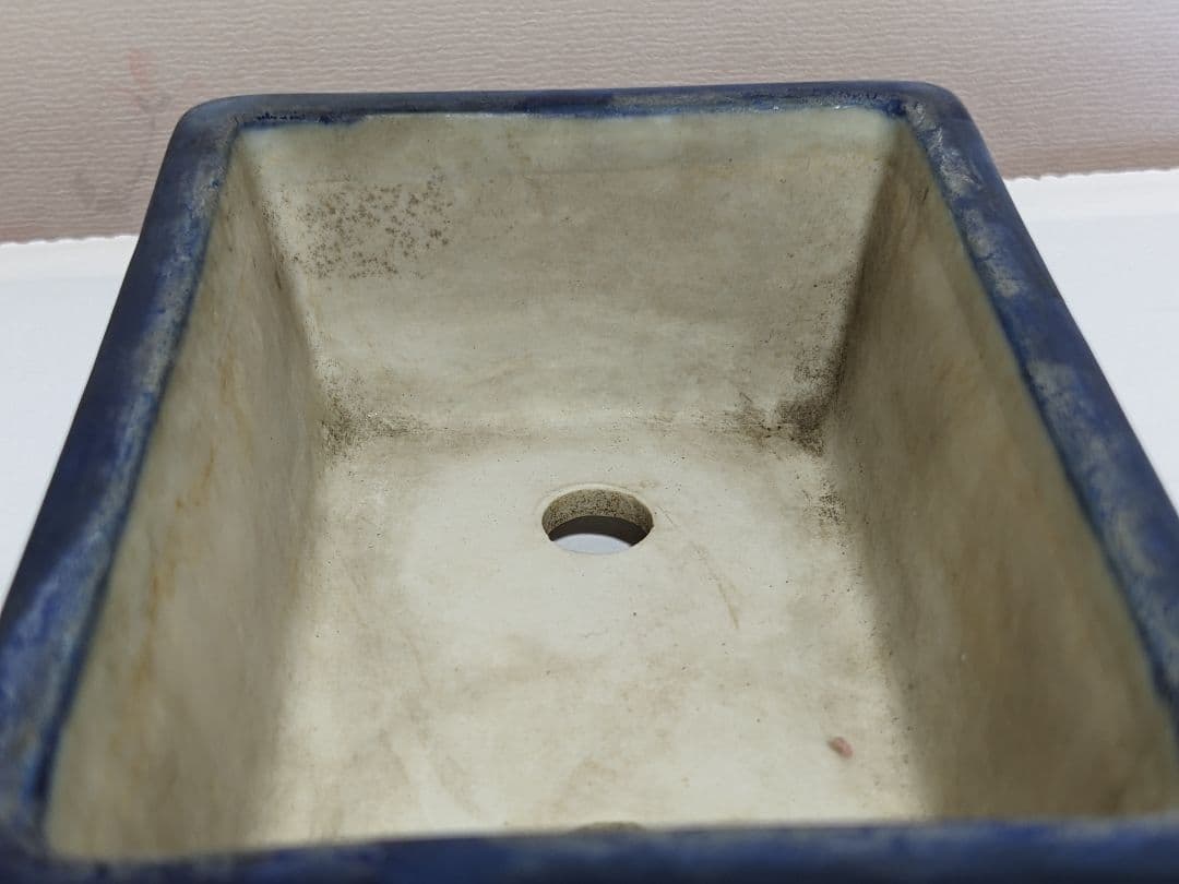 ♦染付山水図 長方角鉢 小品盆栽鉢 ミニ盆栽鉢 作家物 美術品 工芸品 骨董品