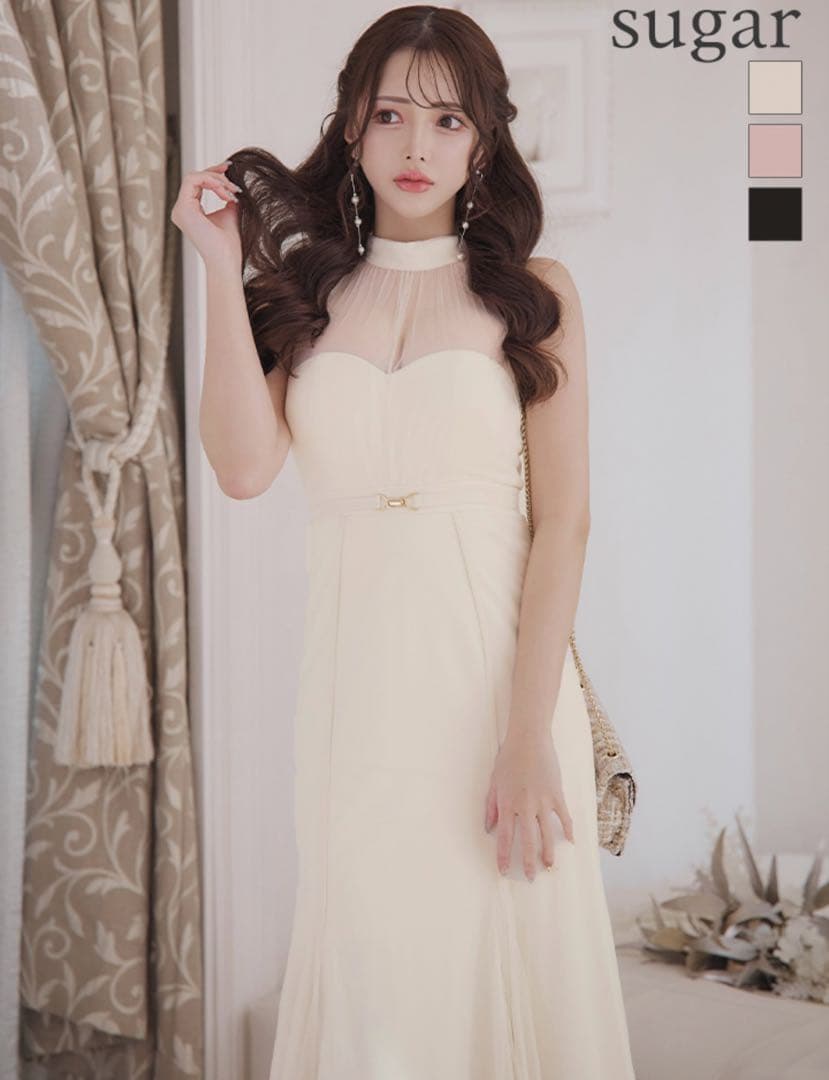 値下げ中‼️ Sugar ホルターネック ロングドレス キャバドレス アイボリー