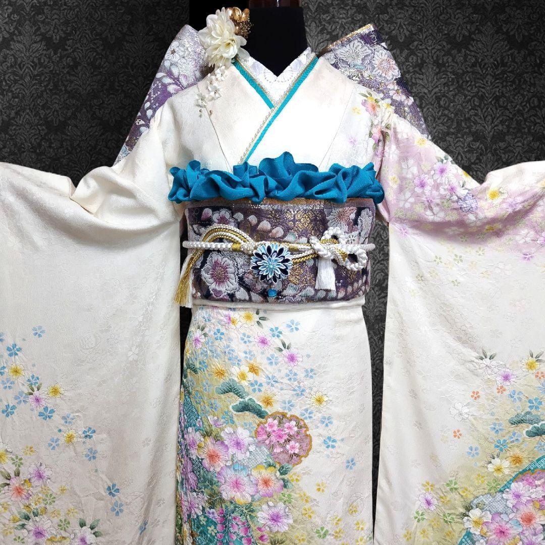 振袖フルセット(8点)・成人式・辻ヶ花・辻が花・花絞り・ブランド・正絹・逸品