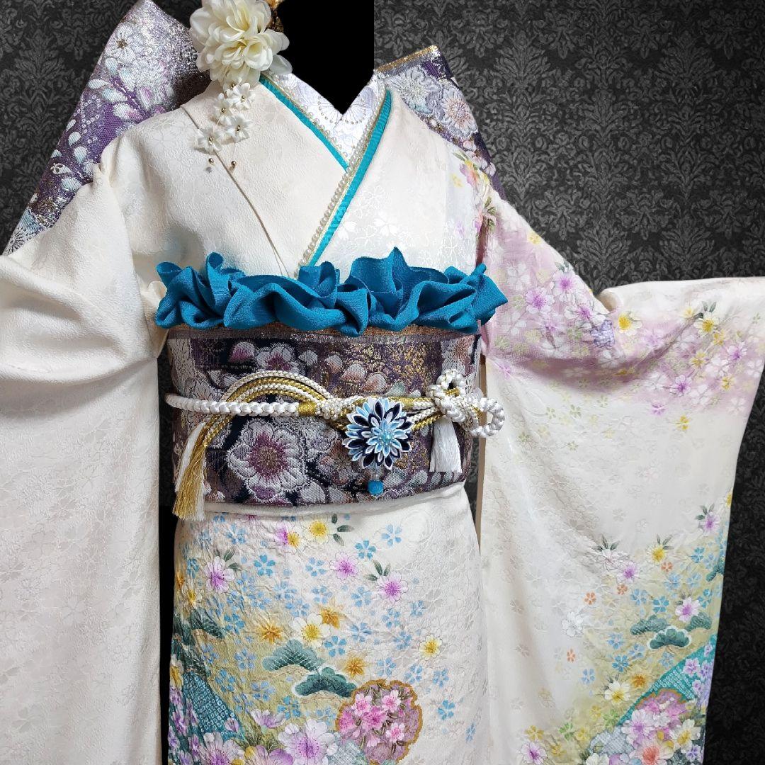 振袖フルセット(8点)・成人式・辻ヶ花・辻が花・花絞り・ブランド・正絹・逸品