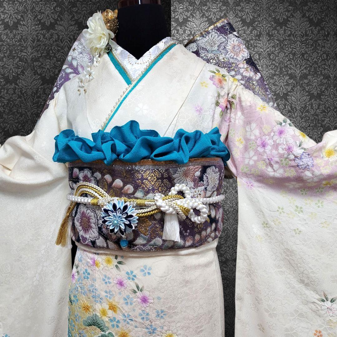 振袖フルセット(8点)・成人式・辻ヶ花・辻が花・花絞り・ブランド・正絹・逸品