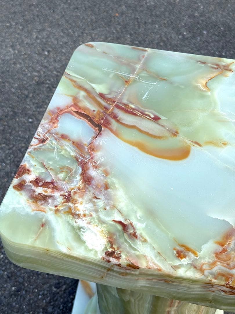 ③高73cm♪ 天然石 大理石 グリーンオニキス 飾り台 オブジェ