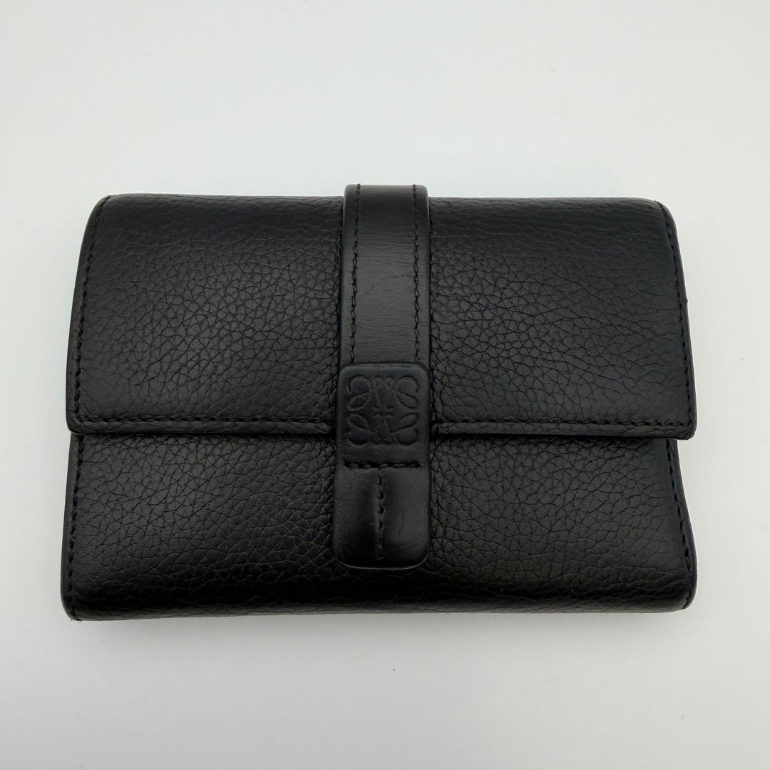 LOEWE ロエベ スモールバーティカルウォレット ファスナー 折財布 黒　美品