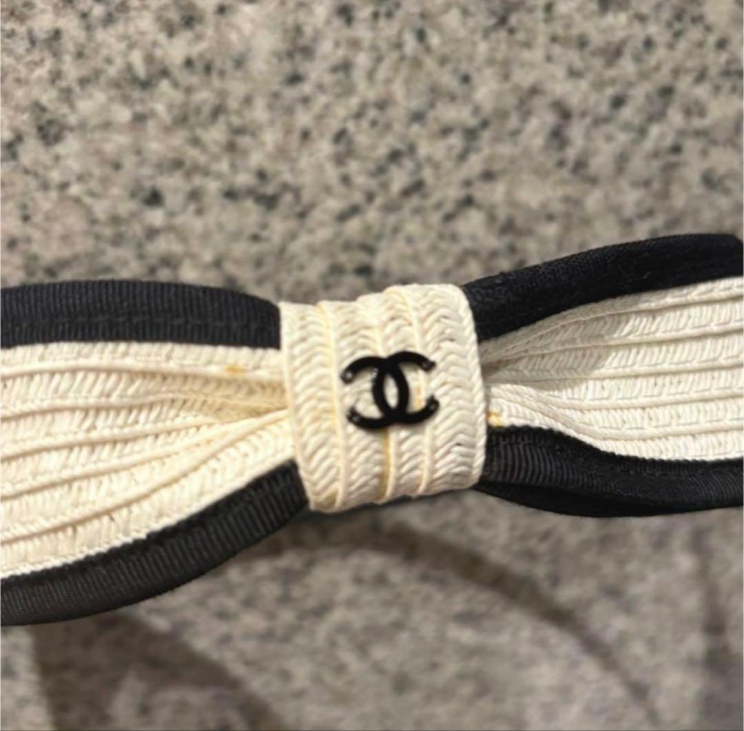 CHANEL シャネル　ストロー　カチューシャ　ホワイト
