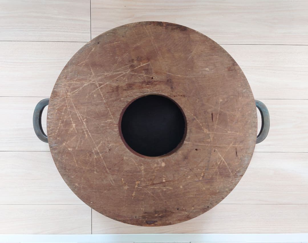 古銅　時代物　梅銀象嵌　瓶掛　大火鉢