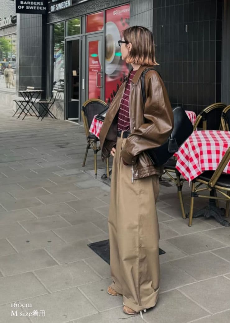 FASHIRU★未使用ワイドチノパンツ ベージュ