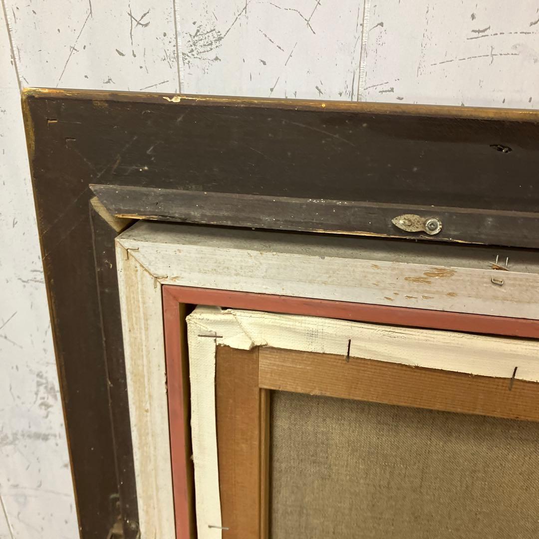 油絵 能面 能楽 黒川能 日本絵 武田靖夫画 伝統芸能 金背景 絵画 インテリア