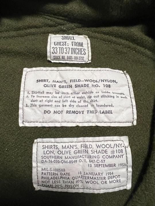 米軍 実物 ウールシャツ 前期 S
