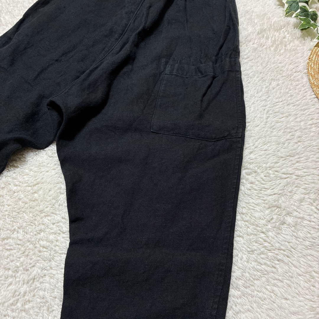 vlas blomme ワークリネンサルエルパンツ　ブラック　チャコール