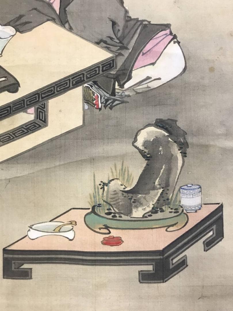 岳麟/人物図/双幅/高士人物/掛軸/名家伝来/AE-212