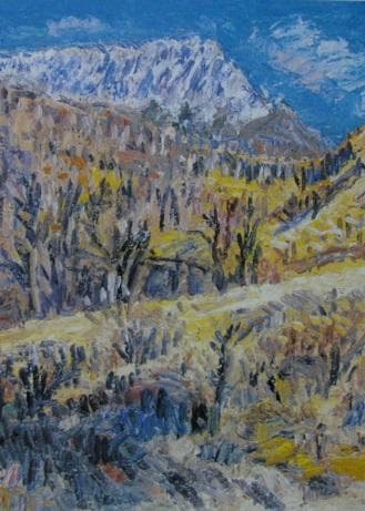 小林和作、【初冬の伯耆大山】、希少な画集より、新品高級額・額装付