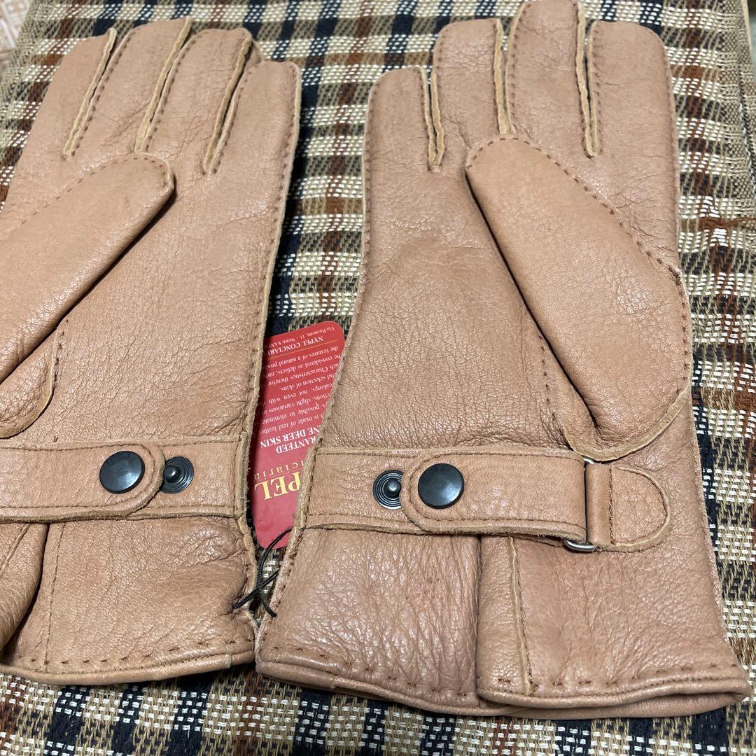 【新品タグ付】最高級鹿革NYPEL/ディアスキン素材レザー手袋8メンズ