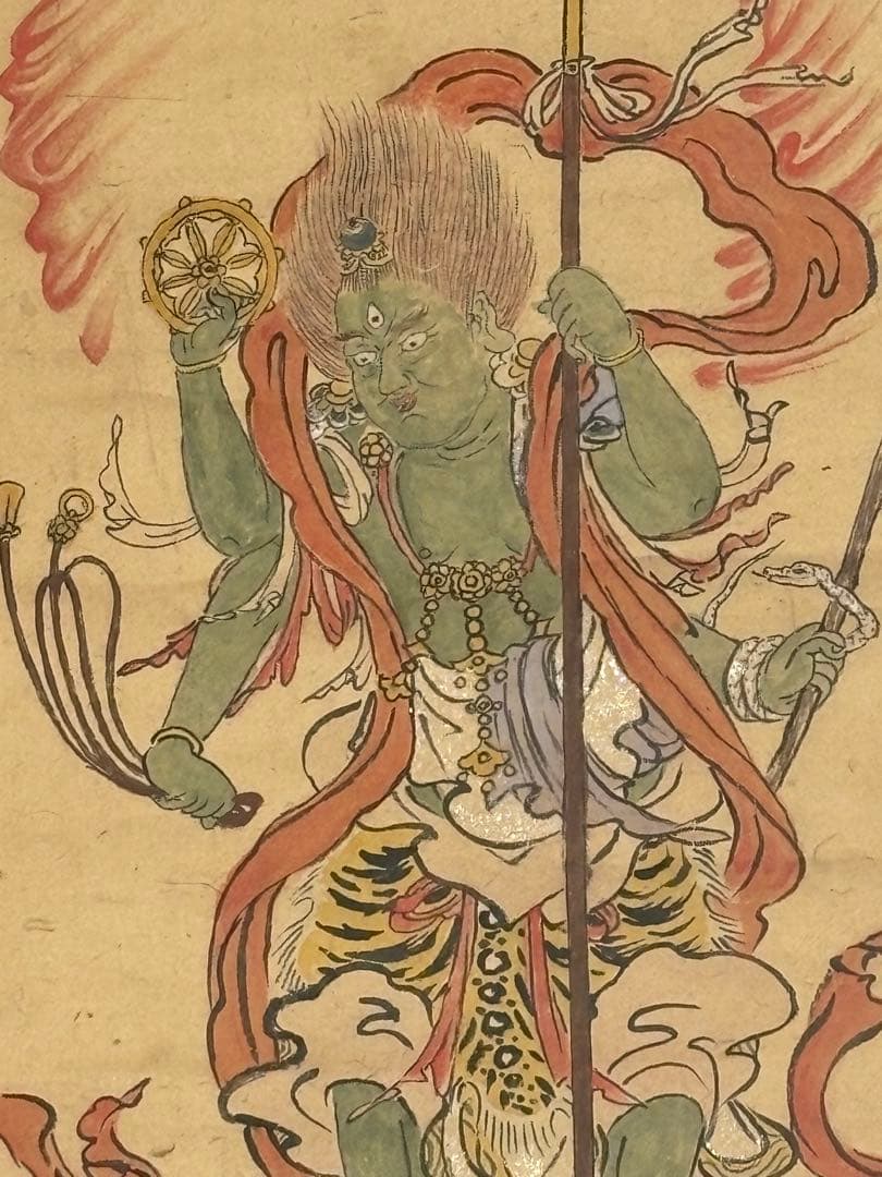 「青面金剛像」江戸時代後期頃筆 1枚|仏教美術 仏画 和本
