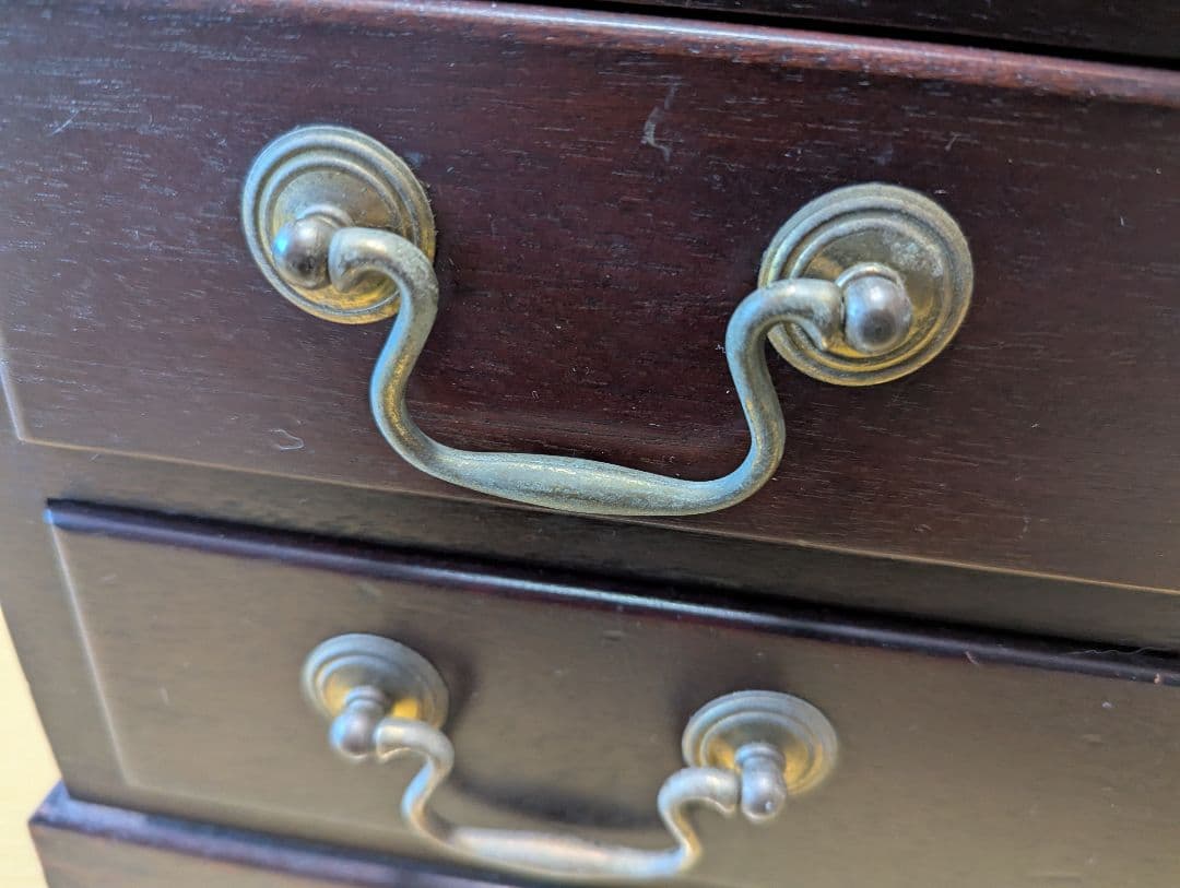 アンティーク カトラリーケース 木製 銀食器 三段 外国製 箪笥 鍵付き