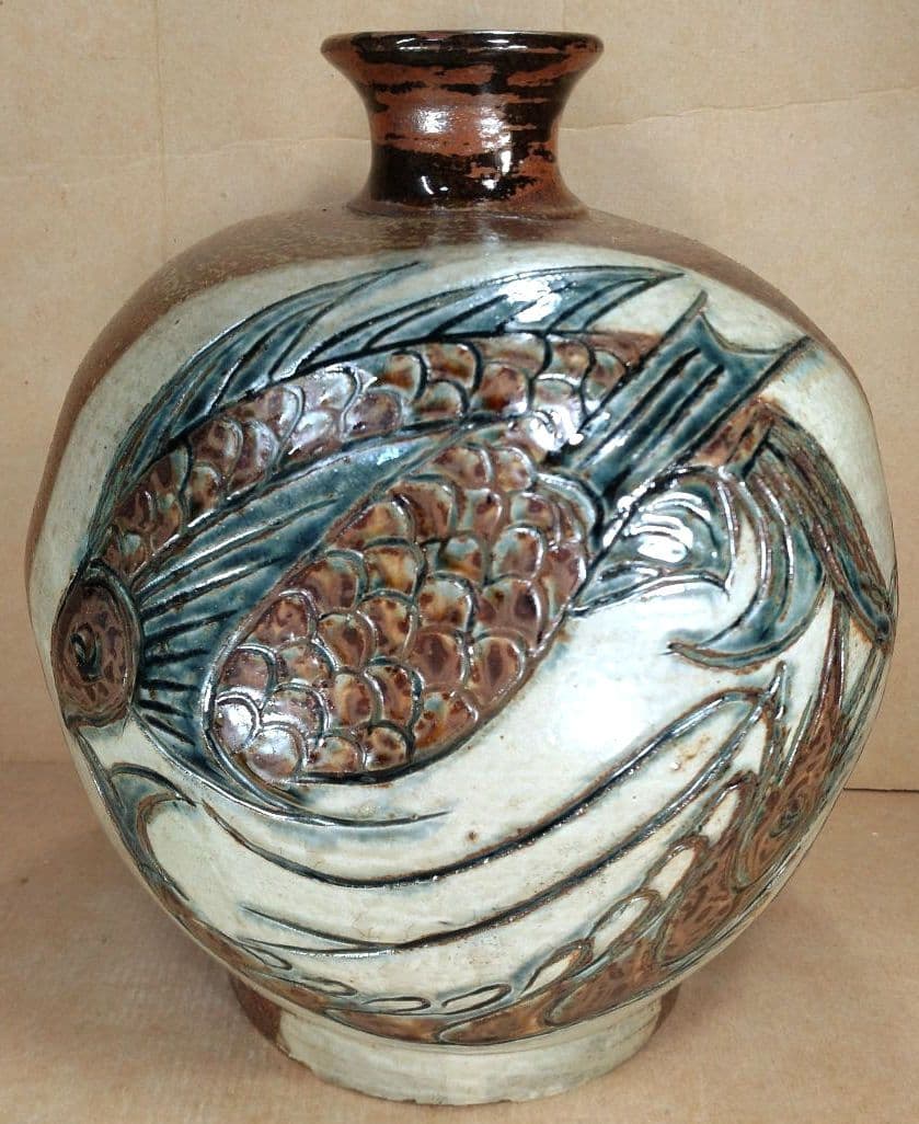 【本物保証】金城次郎 丸壷大 共箱 栞 人間国宝 美品 壷屋焼 壺屋焼 希少品