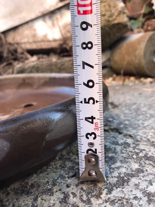 盆栽鉢　時代落款楕円縁入り盆栽鉢40.5x30.5x5cm支那鉢　和鉢