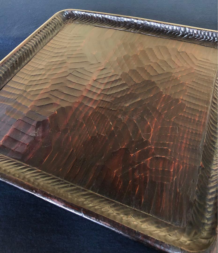 《R》伝統工芸 讃岐彫 四方膳7客 讃岐盆 膳 刳抜 260108き1